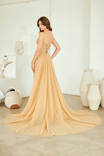 Elegant Beaded Embellished A-Line Long Formal Prom Evening Gown ACSU091