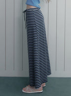 Inble contrast stripe banding long skirt