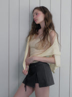 Niven stud slit mini skirt shorts