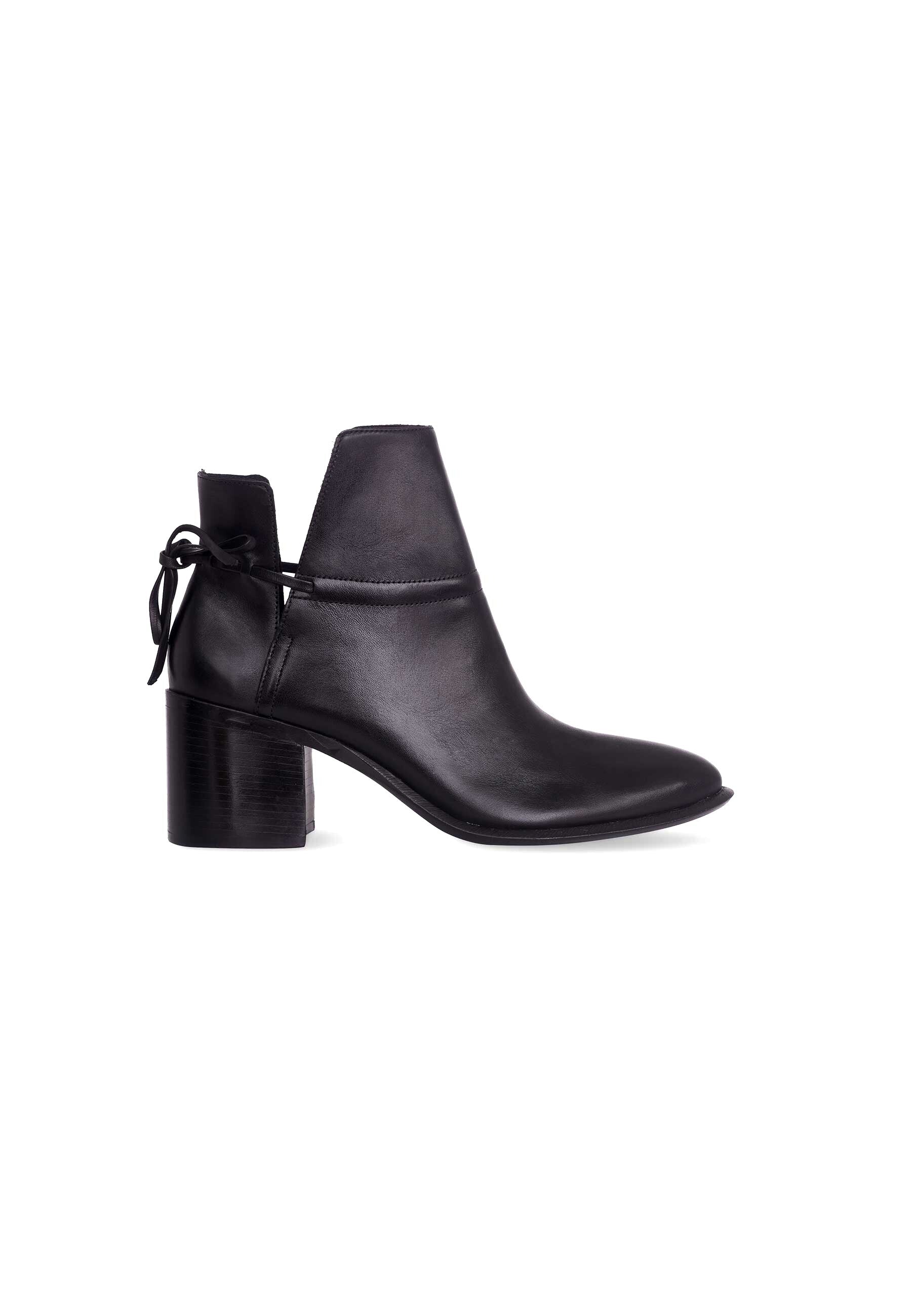 Attalea Black Leather Ankle Boots – 6.5cm Block Heel