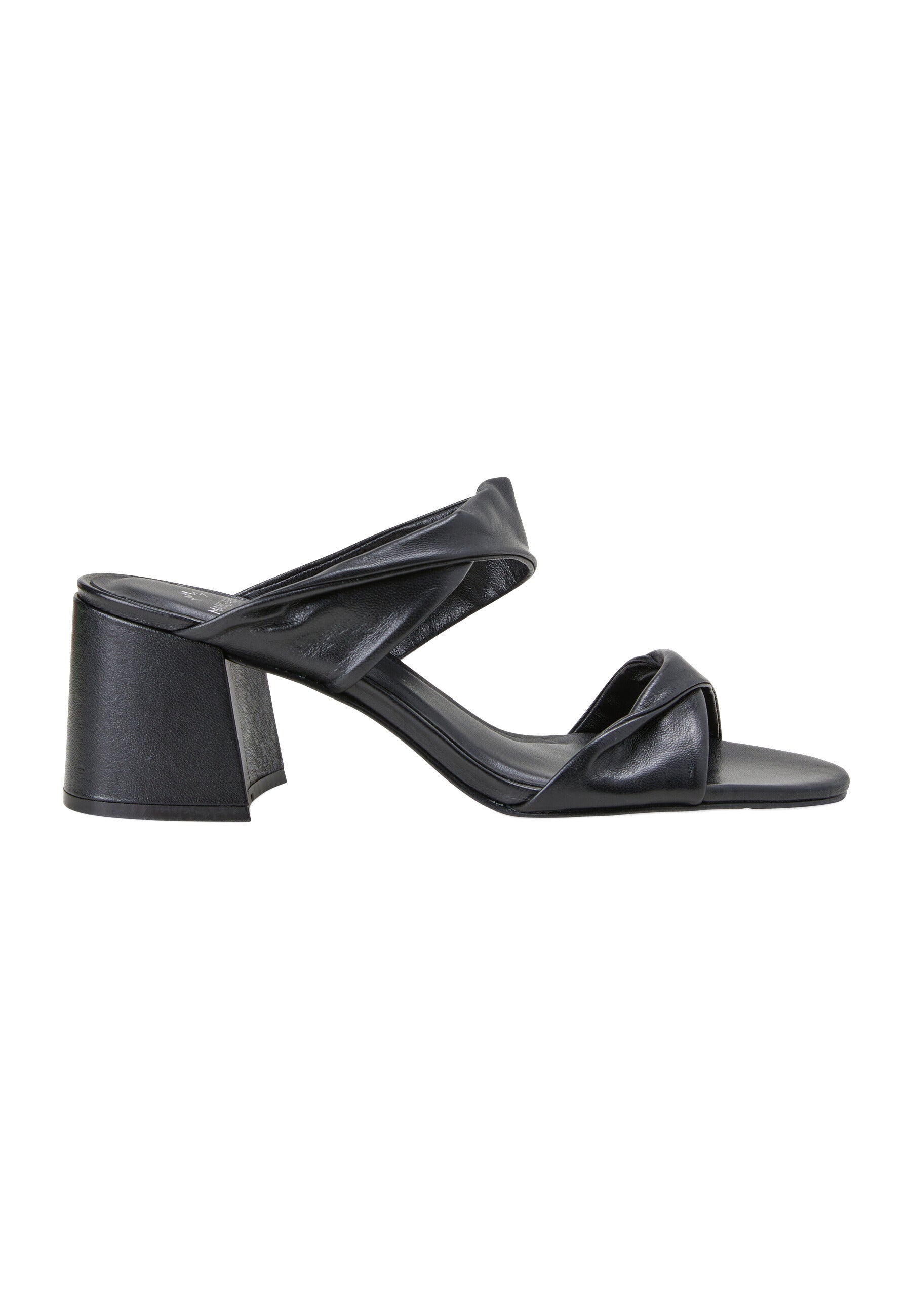 Xaxim Goat Black Leather Mules – 6.5cm Block Heel Slip-On