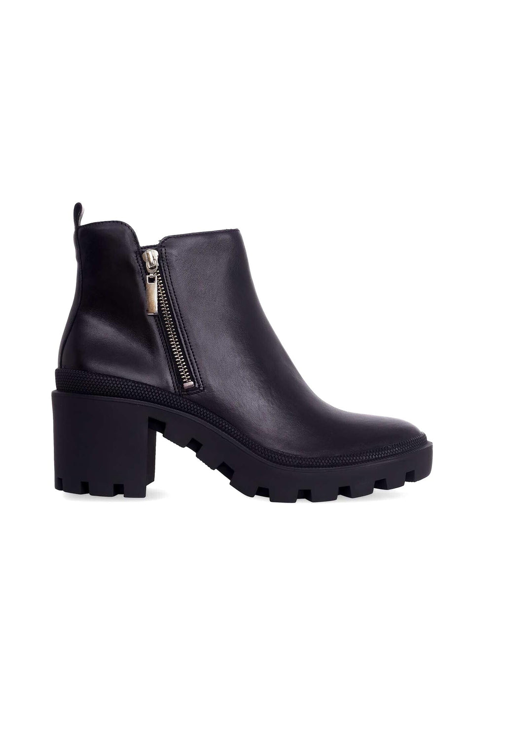 Sophora Goat Leather Ankle Boots – 9cm Round-Toe Block Heel