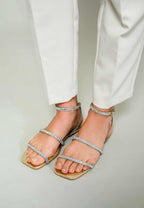 Aroeira Gold Leather Sandals – Crystal Straps