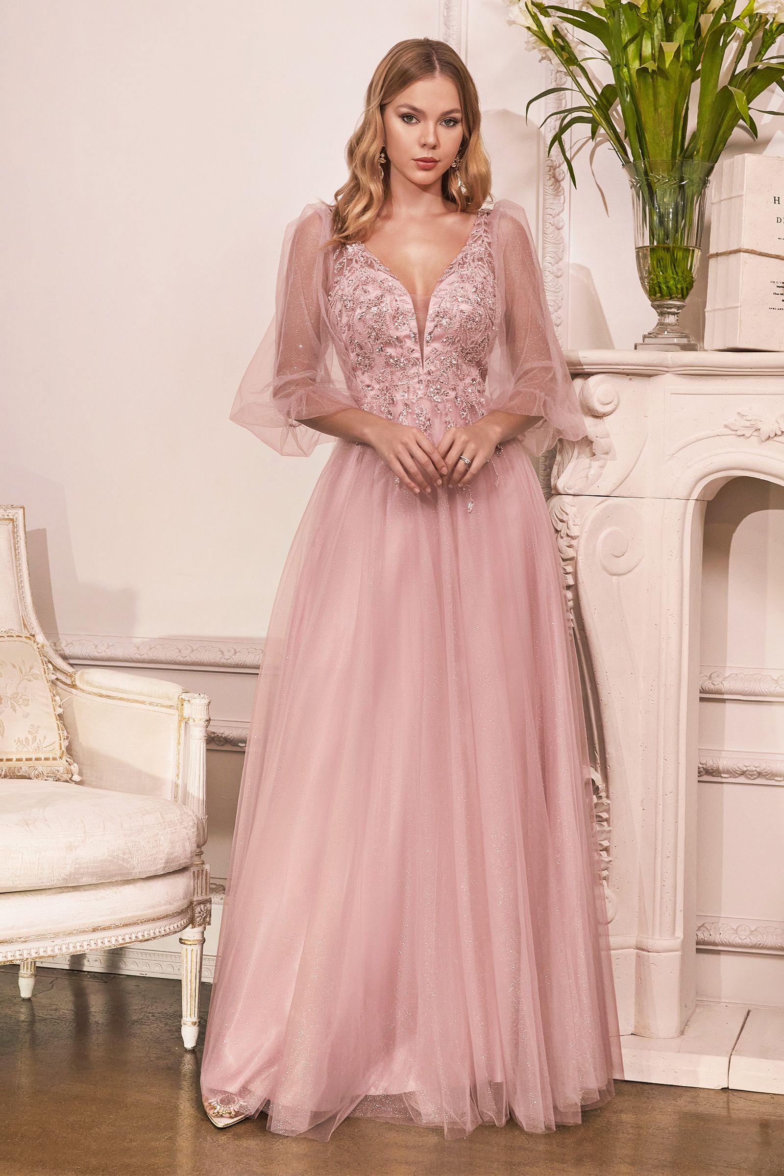 Tulle A-Line Dress with Glitter CDCD0182