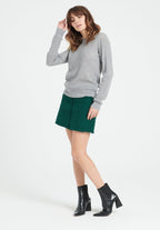 Pull col rond femme en cachemire ajouré gris clair - LILLY 23