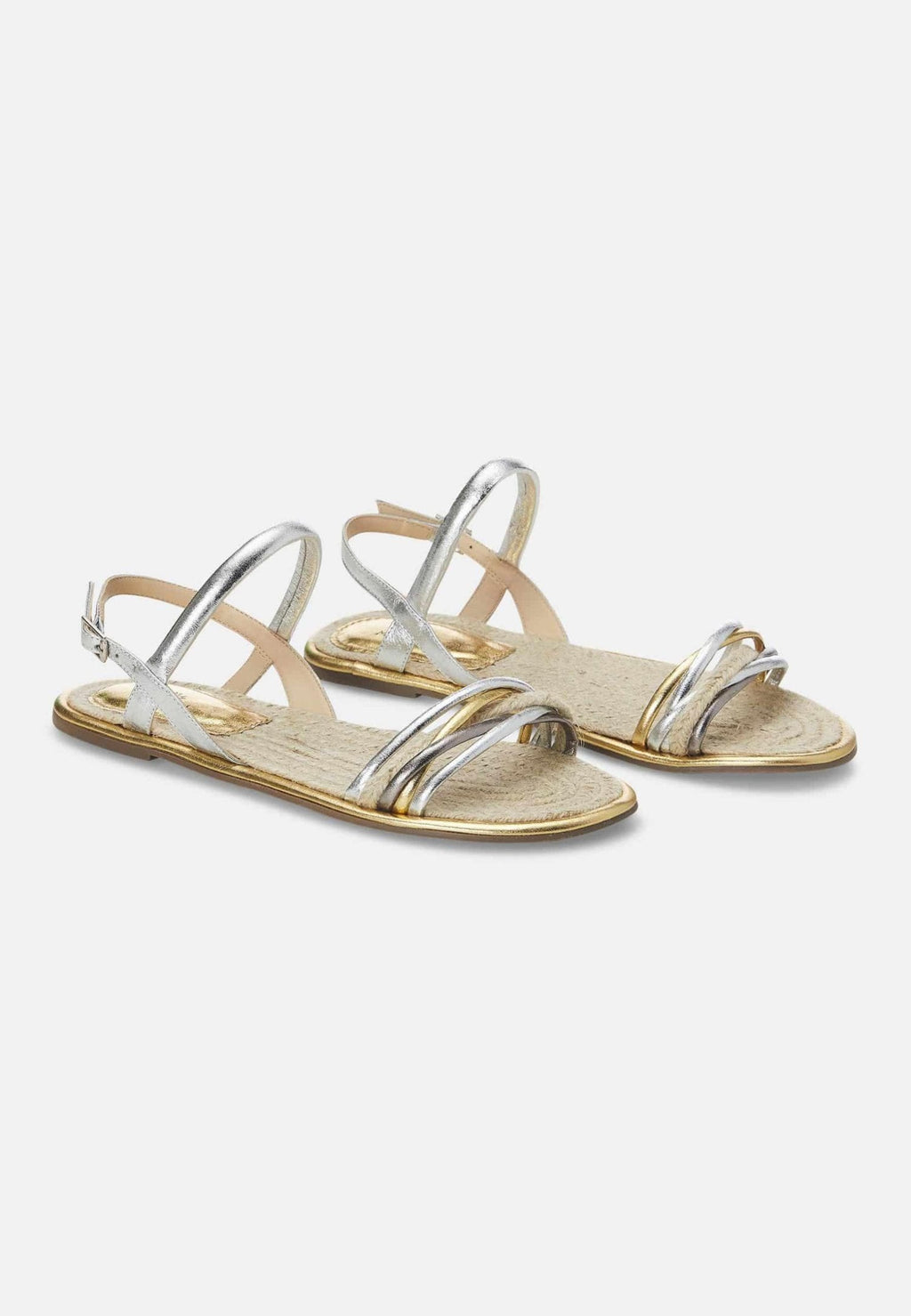 Albizia Leather Flat Sandals – Gold Natural