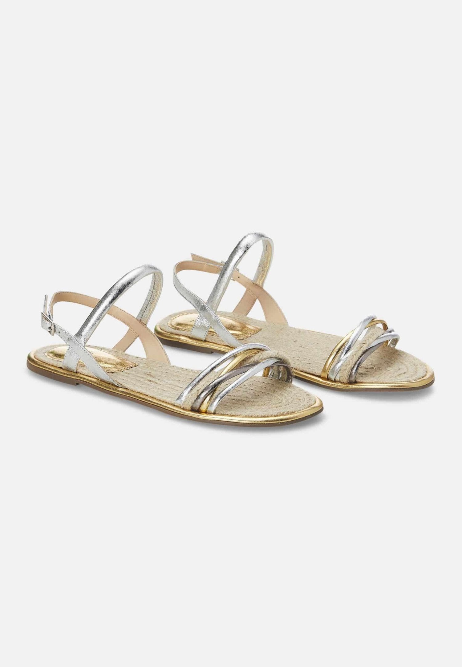 Albizia Leather Flat Sandals – Gold Natural