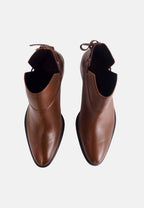 Attalea Brown Leather Ankle Boots – 6.5cm Block Heel