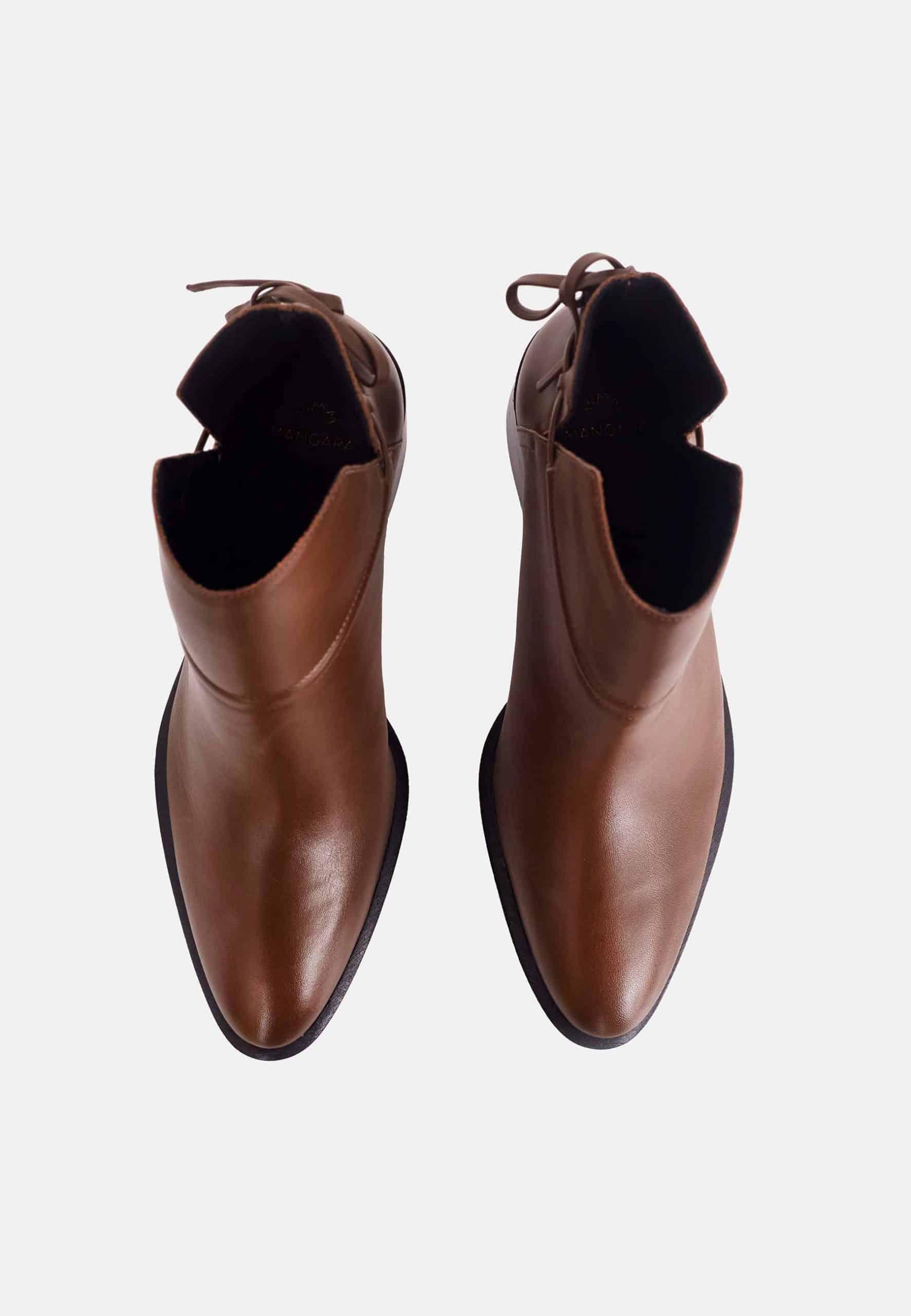 Attalea Brown Leather Ankle Boots – 6.5cm Block Heel