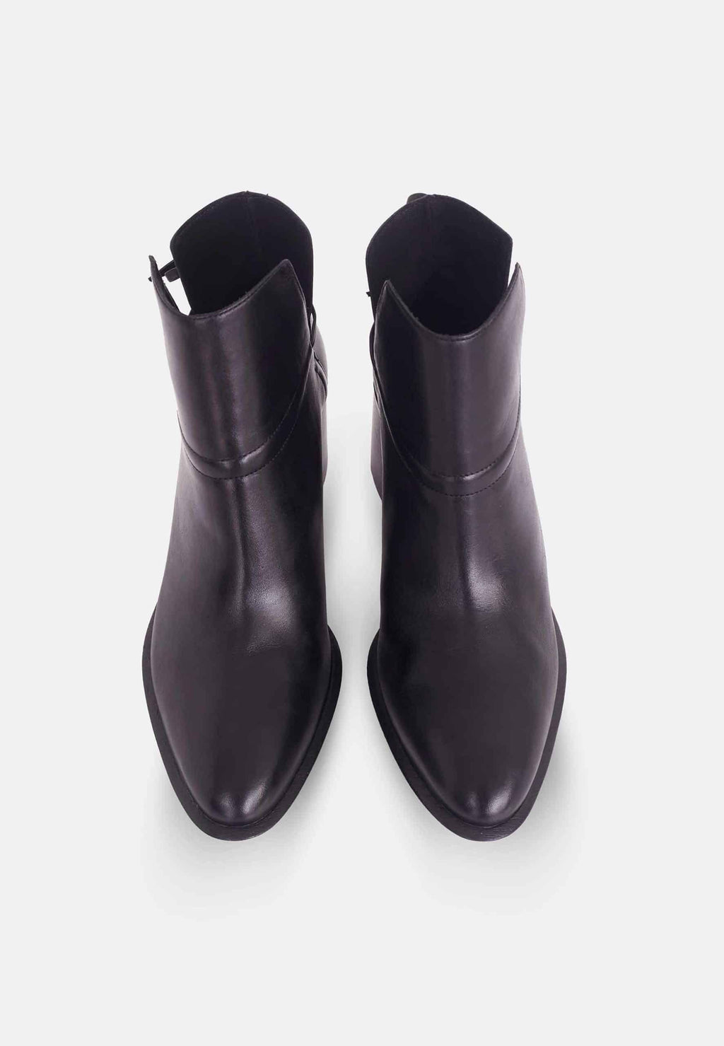 Attalea Black Leather Ankle Boots – 6.5cm Block Heel