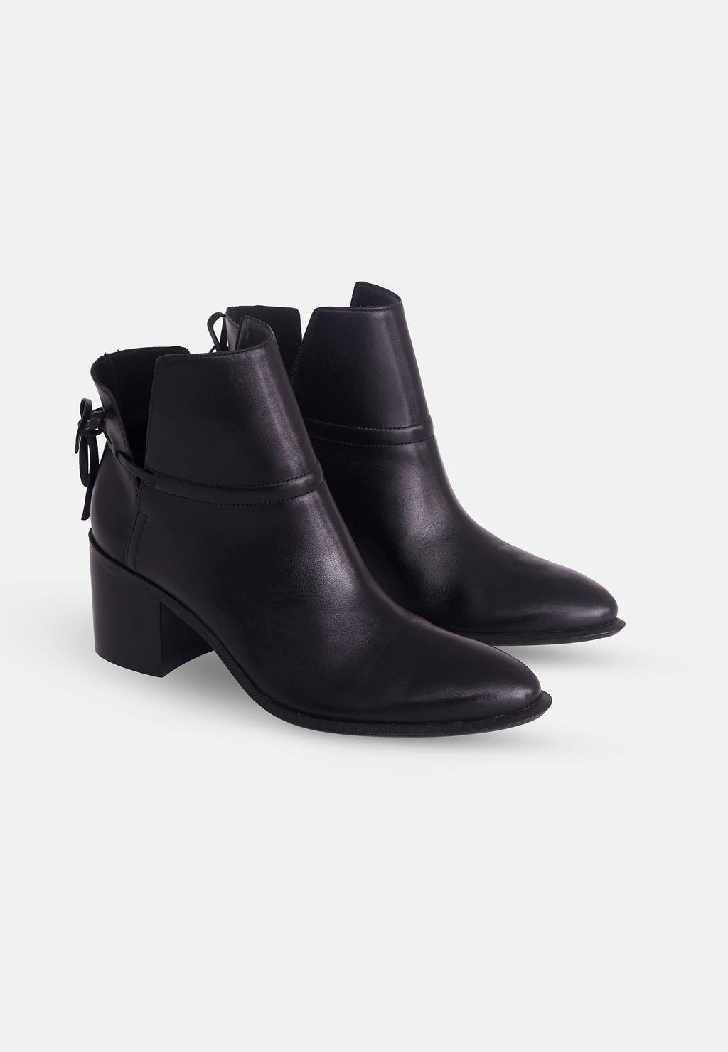 Attalea Black Leather Ankle Boots – 6.5cm Block Heel