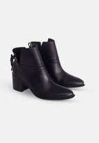 Attalea Black Leather Ankle Boots – 6.5cm Block Heel