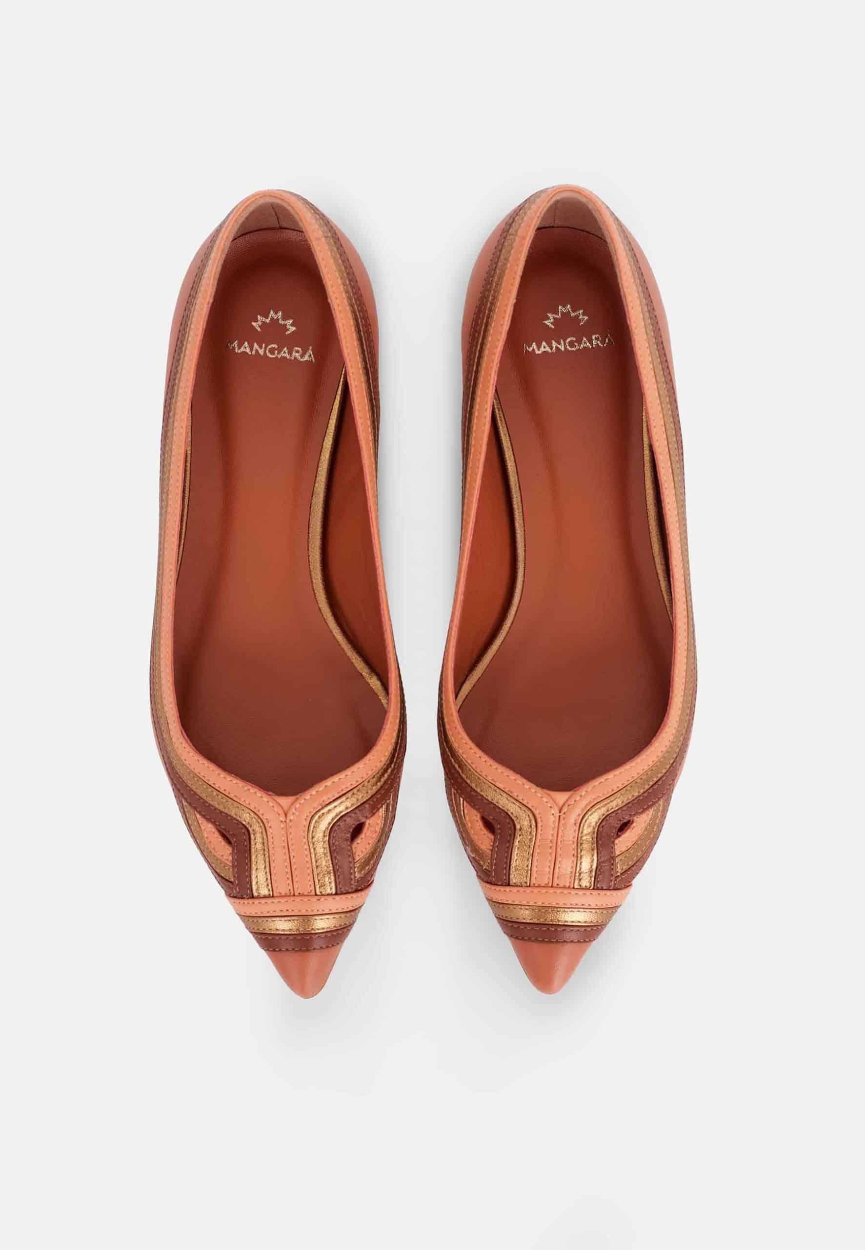 Begonia Caramel Leather Ballerinas