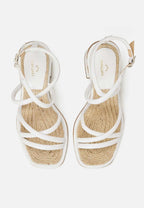 Bromelia White Leather Sandals – 7cm Block Heel