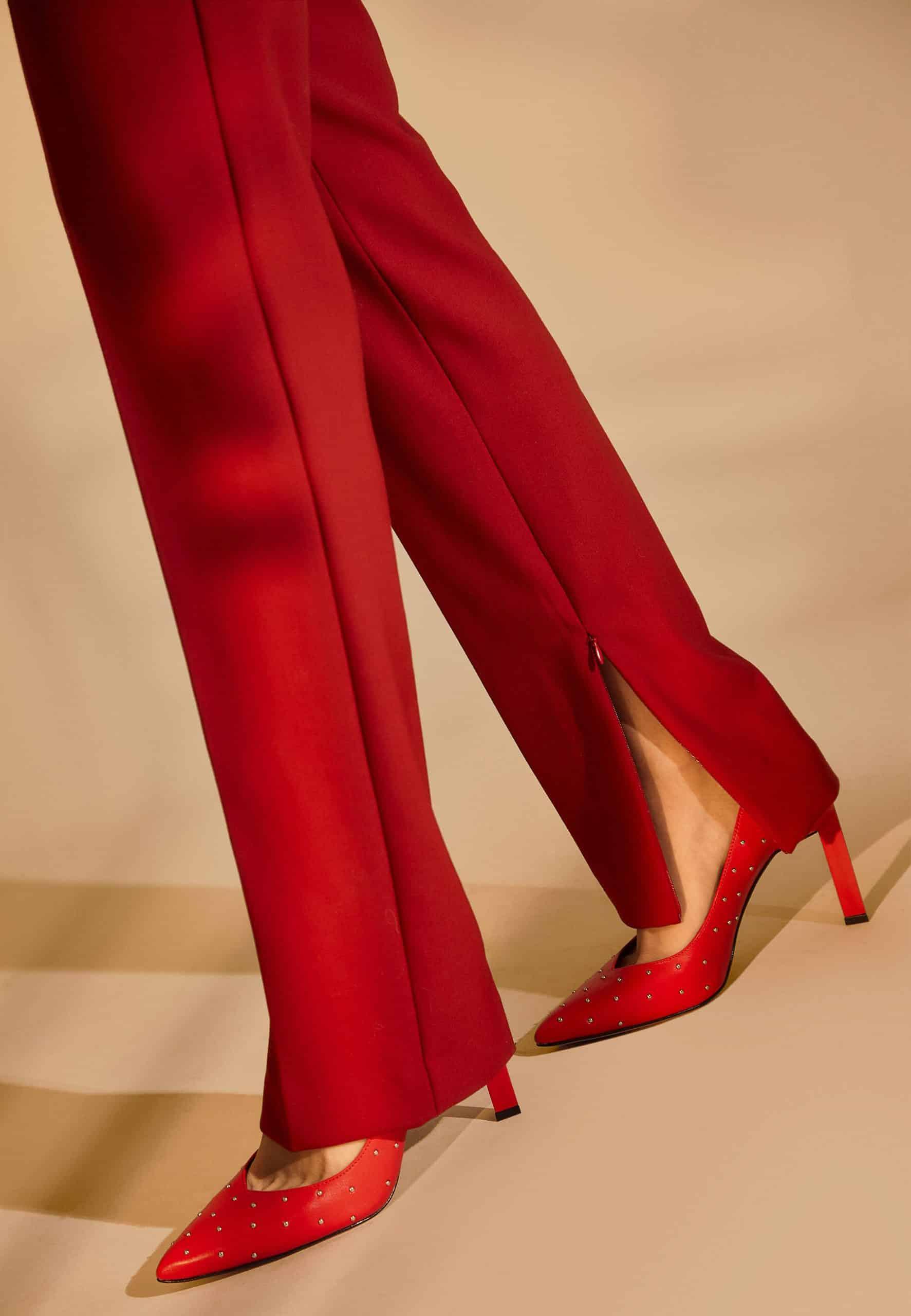 Callisia Brushed Red Leather Pumps – 9.5cm High Heel