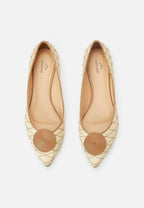 Corobá Raffia Leather Ballerinas – Natural Brown Flat