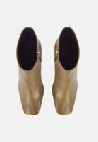 Senna Goat Olive Leather Boots – 7.6cm Block Heel