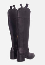 Canna Black Calf Leather Knee-High Riding Boots – 6.5cm Block Heel