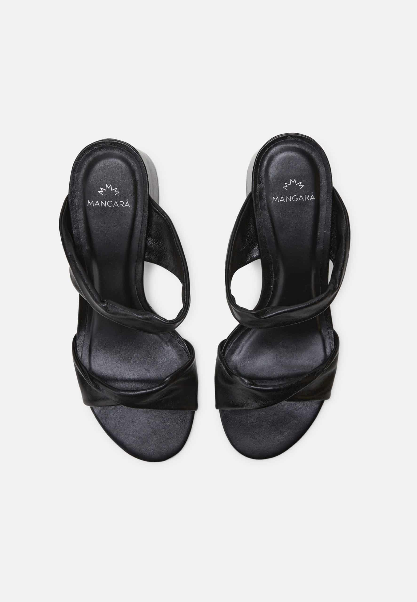 Xaxim Goat Black Leather Mules – 6.5cm Block Heel Slip-On