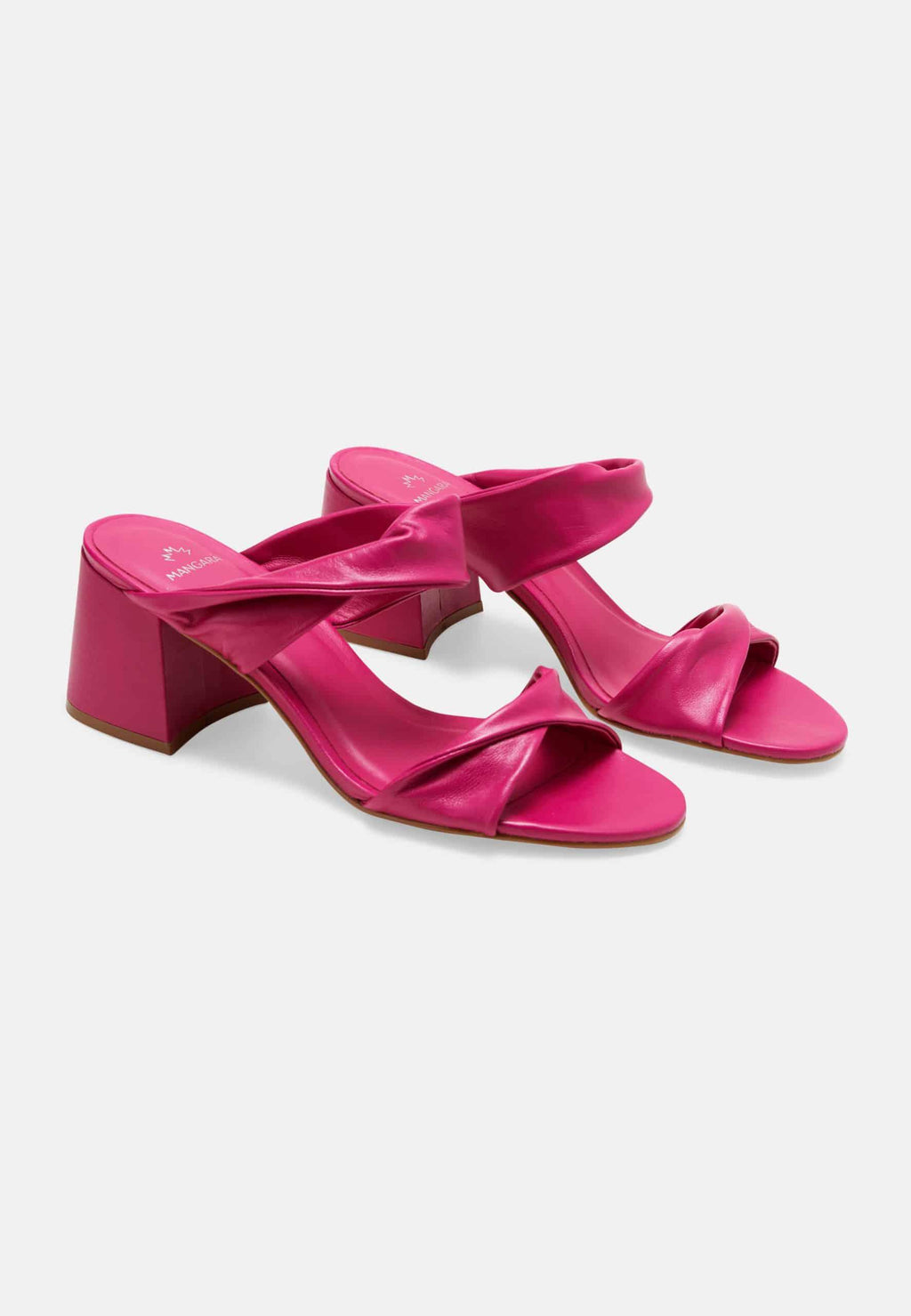 Xaxim Goat Pink Leather Mules – 6.5cm Block Heel Slip-On