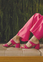 Xaxim Goat Pink Leather Mules – 6.5cm Block Heel Slip-On