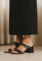 Xaxim Goat Black Leather Mules – 6.5cm Block Heel Slip-On